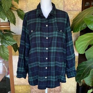 Old Navy Women’s Boyfriend Shirt Plaid Button Down Collared 100% Cotton Flannel